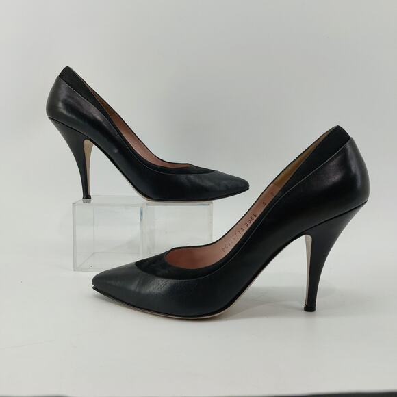 Salvatore Ferragamo Black Pumps Suede Trimmed Leather 8 B - Picture 7 of 12